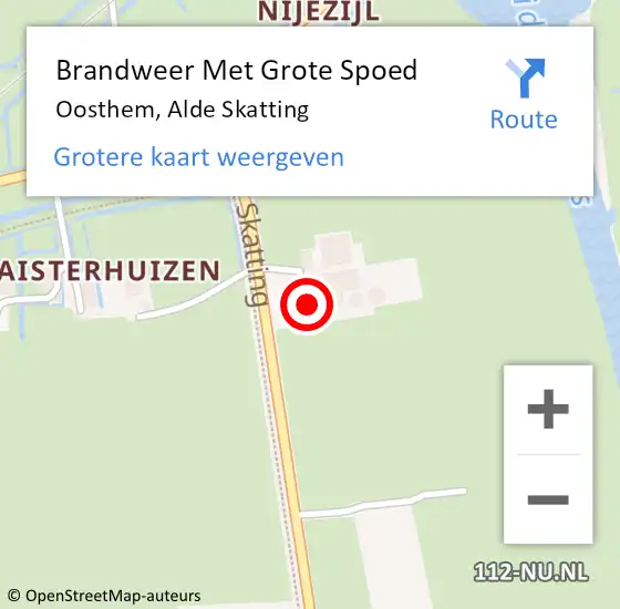 Locatie op kaart van de 112 melding: Brandweer Met Grote Spoed Naar Oosthem, Alde Skatting op 3 oktober 2021 00:40