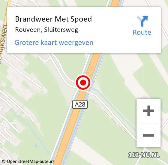 Locatie op kaart van de 112 melding: Brandweer Met Spoed Naar Rouveen, Sluitersweg op 3 oktober 2021 00:42