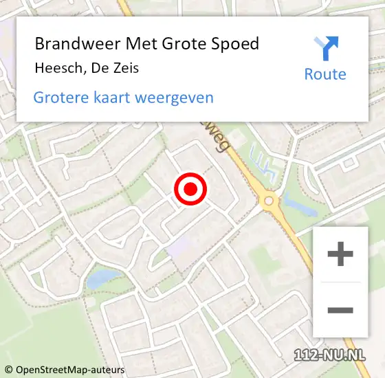 Locatie op kaart van de 112 melding: Brandweer Met Grote Spoed Naar Heesch, De Zeis op 3 oktober 2021 01:25