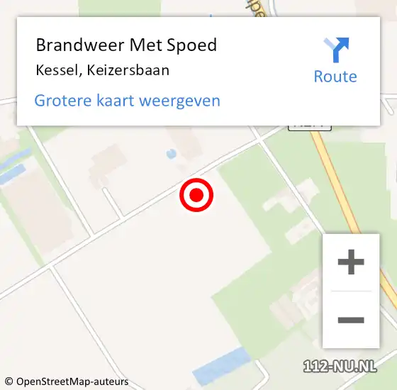 Locatie op kaart van de 112 melding: Brandweer Met Spoed Naar Kessel, Keizersbaan op 3 oktober 2021 01:26
