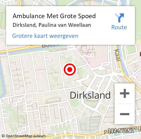 Locatie op kaart van de 112 melding: Ambulance Met Grote Spoed Naar Dirksland, Paulina van Weellaan op 3 oktober 2021 01:35