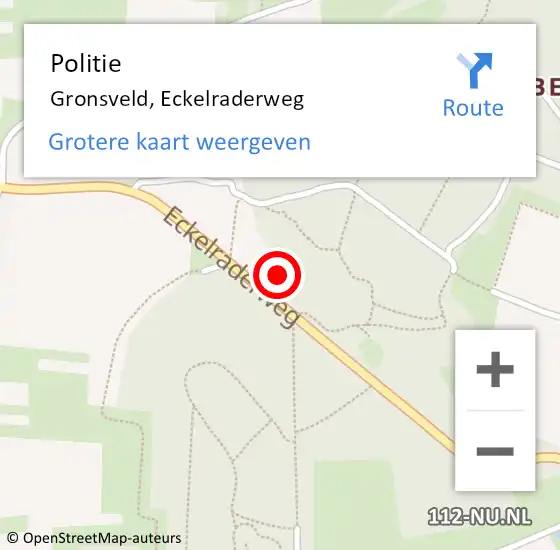 Locatie op kaart van de 112 melding: Politie Gronsveld, Eckelraderweg op 3 oktober 2021 01:40