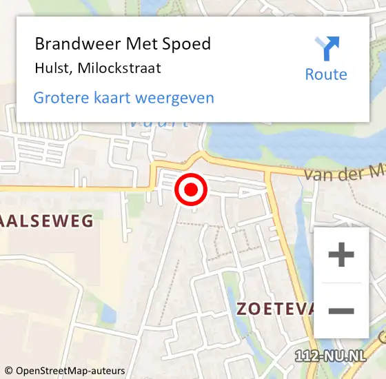 Locatie op kaart van de 112 melding: Brandweer Met Spoed Naar Hulst, Milockstraat op 3 oktober 2021 02:02