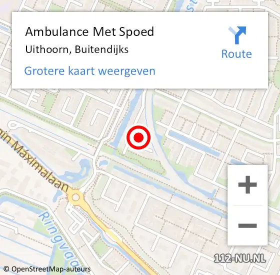 Locatie op kaart van de 112 melding: Ambulance Met Spoed Naar Uithoorn, Buitendijks op 3 oktober 2021 02:11