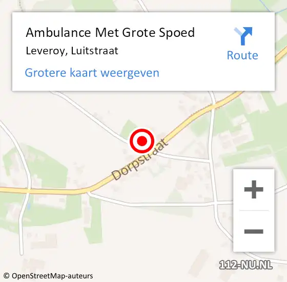 Locatie op kaart van de 112 melding: Ambulance Met Grote Spoed Naar Leveroy, Luitstraat op 3 oktober 2021 02:14