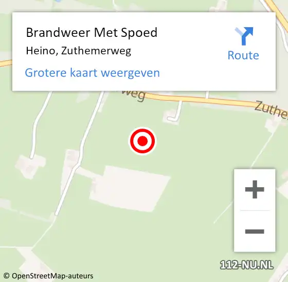 Locatie op kaart van de 112 melding: Brandweer Met Spoed Naar Heino, Zuthemerweg op 3 oktober 2021 02:35