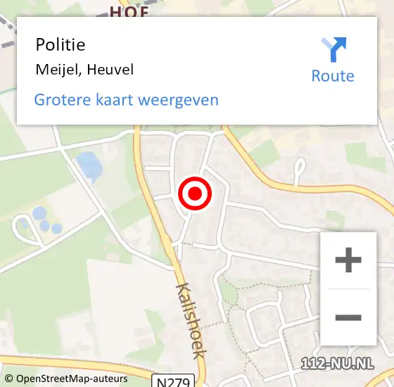 Locatie op kaart van de 112 melding: Politie Meijel, Heuvel op 3 oktober 2021 02:54