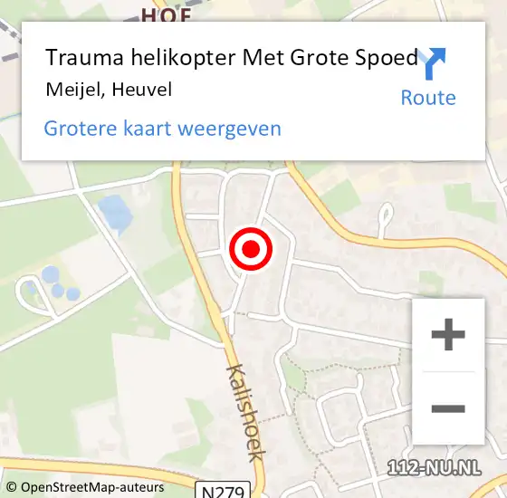 Locatie op kaart van de 112 melding: Trauma helikopter Met Grote Spoed Naar Meijel, Heuvel op 3 oktober 2021 02:55