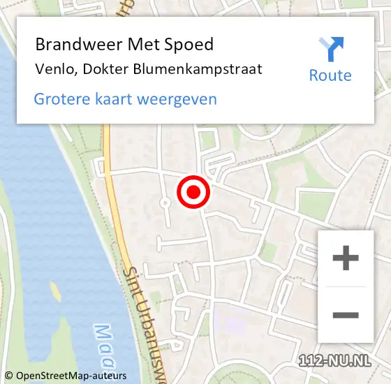 Locatie op kaart van de 112 melding: Brandweer Met Spoed Naar Venlo, Dokter Blumenkampstraat op 3 oktober 2021 03:00