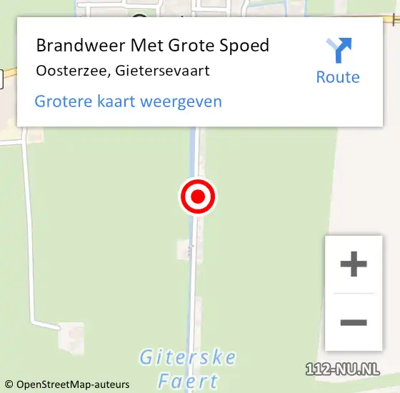 Locatie op kaart van de 112 melding: Brandweer Met Grote Spoed Naar Oosterzee, Gietersevaart op 3 oktober 2021 03:12