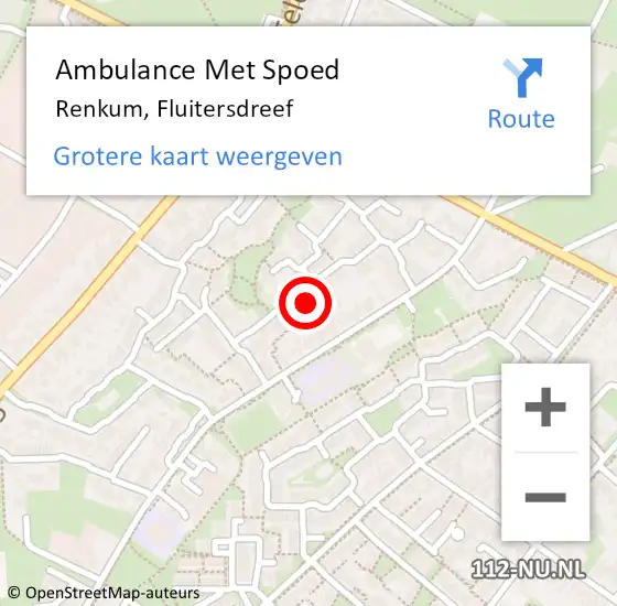 Locatie op kaart van de 112 melding: Ambulance Met Spoed Naar Renkum, Fluitersdreef op 3 oktober 2021 03:58