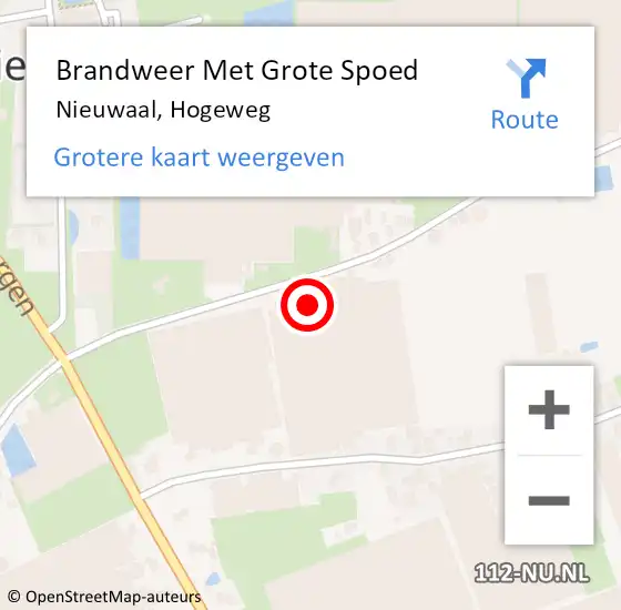 Locatie op kaart van de 112 melding: Brandweer Met Grote Spoed Naar Nieuwaal, Hogeweg op 3 oktober 2021 04:01