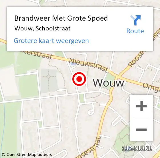 Locatie op kaart van de 112 melding: Brandweer Met Grote Spoed Naar Wouw, Schoolstraat op 24 juni 2014 19:51