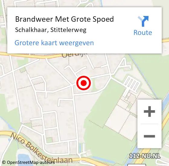 Locatie op kaart van de 112 melding: Brandweer Met Grote Spoed Naar Schalkhaar, Stittelerweg op 3 oktober 2021 04:48