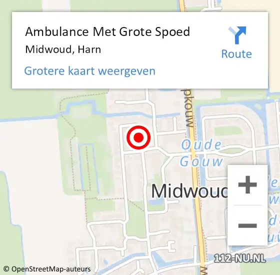 Locatie op kaart van de 112 melding: Ambulance Met Grote Spoed Naar Midwoud, Harn op 3 oktober 2021 05:26