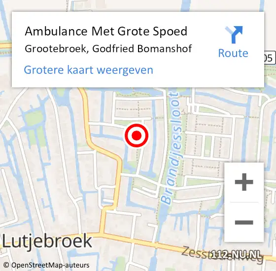 Locatie op kaart van de 112 melding: Ambulance Met Grote Spoed Naar Grootebroek, Godfried Bomanshof op 3 oktober 2021 06:11