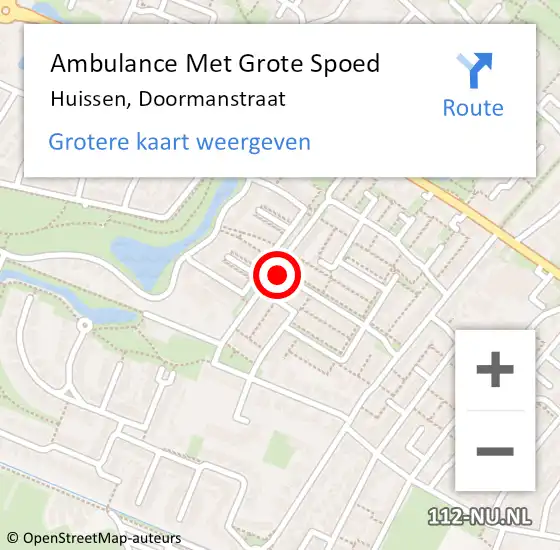 Locatie op kaart van de 112 melding: Ambulance Met Grote Spoed Naar Huissen, Doormanstraat op 3 oktober 2021 06:24