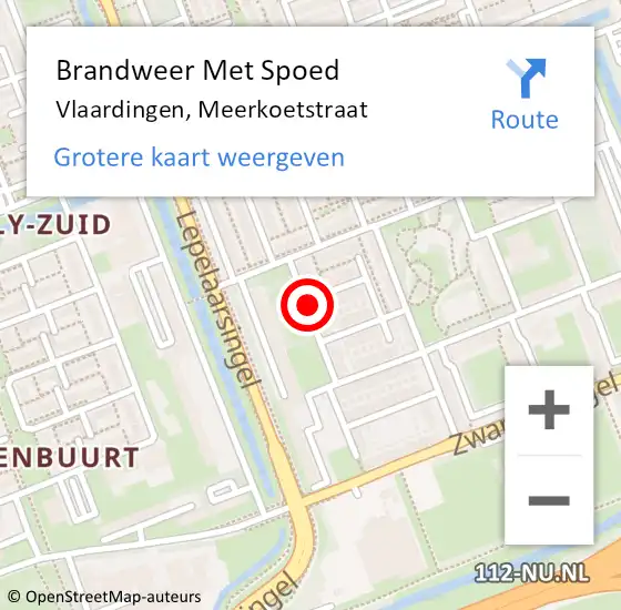 Locatie op kaart van de 112 melding: Brandweer Met Spoed Naar Vlaardingen, Meerkoetstraat op 3 oktober 2021 06:30