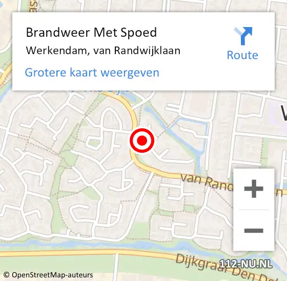 Locatie op kaart van de 112 melding: Brandweer Met Spoed Naar Werkendam, van Randwijklaan op 3 oktober 2021 06:41