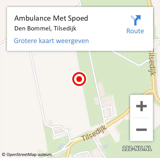 Locatie op kaart van de 112 melding: Ambulance Met Spoed Naar Den Bommel, Tilsedijk op 3 oktober 2021 06:59