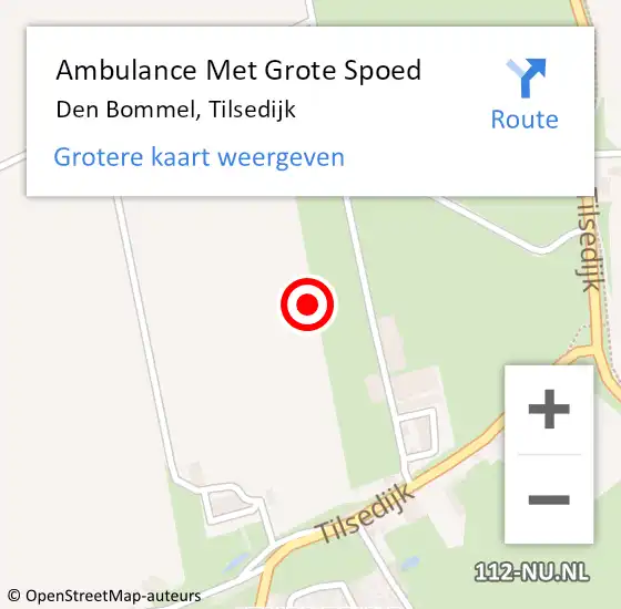 Locatie op kaart van de 112 melding: Ambulance Met Grote Spoed Naar Den Bommel, Tilsedijk op 3 oktober 2021 07:03