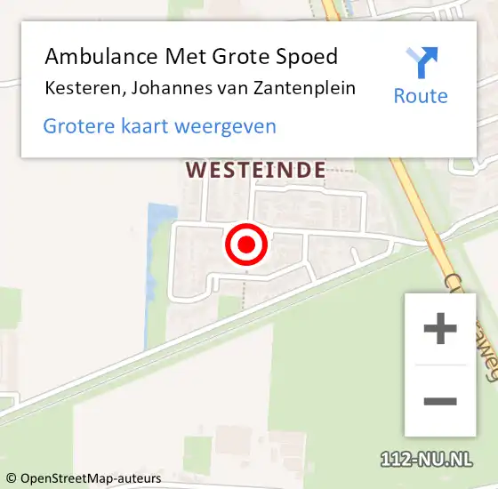 Locatie op kaart van de 112 melding: Ambulance Met Grote Spoed Naar Kesteren, Johannes van Zantenplein op 3 oktober 2021 07:04