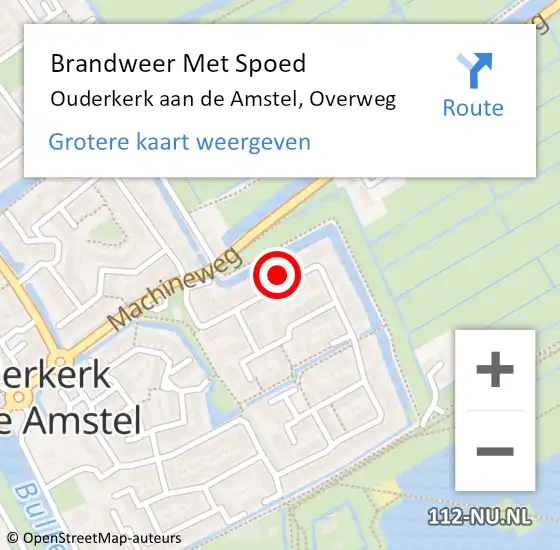 Locatie op kaart van de 112 melding: Brandweer Met Spoed Naar Ouderkerk aan de Amstel, Overweg op 3 oktober 2021 07:32