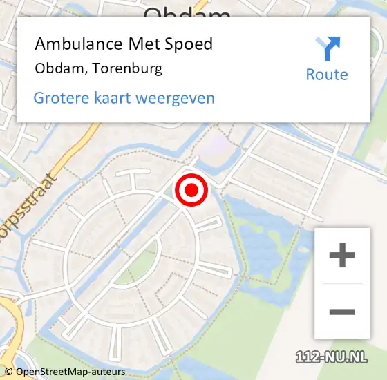 Locatie op kaart van de 112 melding: Ambulance Met Spoed Naar Obdam, Torenburg op 3 oktober 2021 07:40