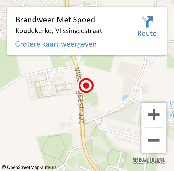 Locatie op kaart van de 112 melding: Brandweer Met Spoed Naar Koudekerke, Vlissingsestraat op 3 oktober 2021 08:00
