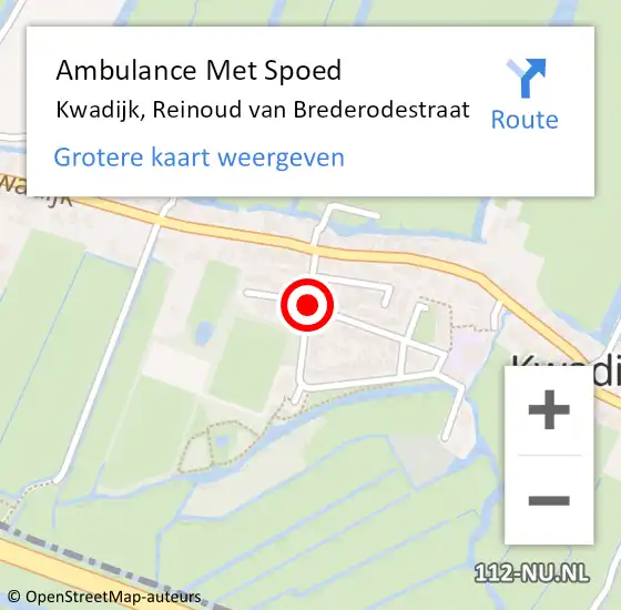 Locatie op kaart van de 112 melding: Ambulance Met Spoed Naar Kwadijk, Reinoud van Brederodestraat op 3 oktober 2021 08:12