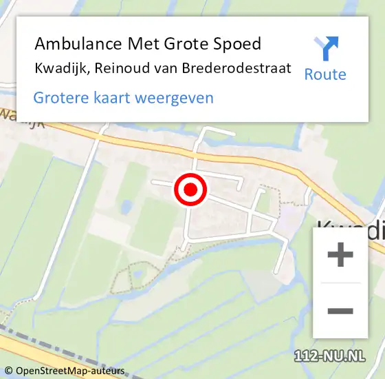 Locatie op kaart van de 112 melding: Ambulance Met Grote Spoed Naar Kwadijk, Reinoud van Brederodestraat op 3 oktober 2021 08:16