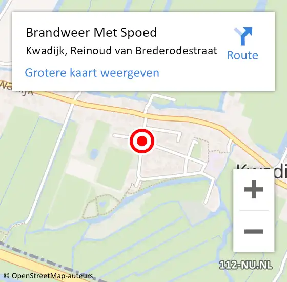 Locatie op kaart van de 112 melding: Brandweer Met Spoed Naar Kwadijk, Reinoud van Brederodestraat op 3 oktober 2021 08:37