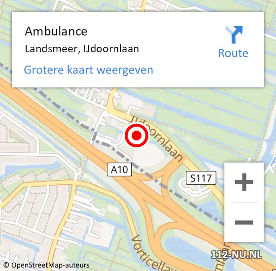 Locatie op kaart van de 112 melding: Ambulance Landsmeer, IJdoornlaan op 3 oktober 2021 09:02