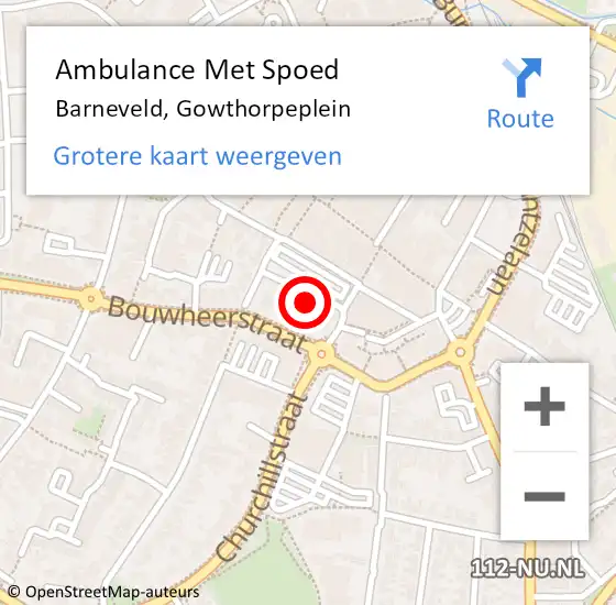 Locatie op kaart van de 112 melding: Ambulance Met Spoed Naar Barneveld, Gowthorpeplein op 3 oktober 2021 09:10