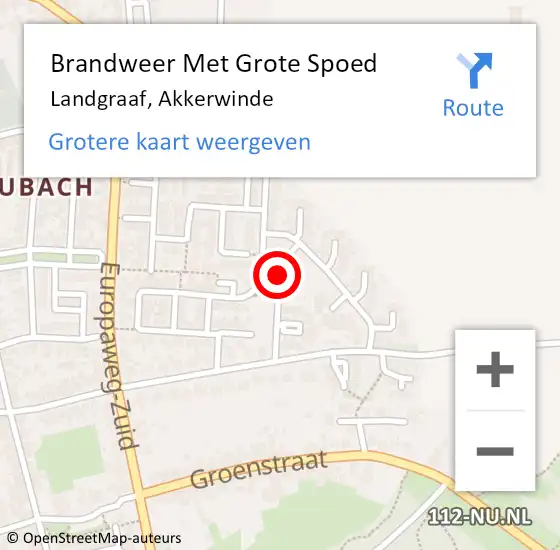 Locatie op kaart van de 112 melding: Brandweer Met Grote Spoed Naar Landgraaf, Akkerwinde op 3 oktober 2021 09:37