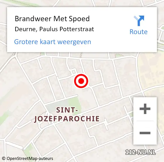 Locatie op kaart van de 112 melding: Brandweer Met Spoed Naar Deurne, Paulus Potterstraat op 3 oktober 2021 09:53