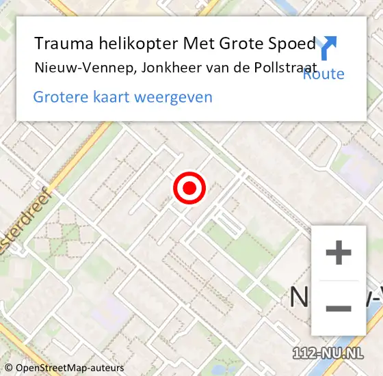 Locatie op kaart van de 112 melding: Trauma helikopter Met Grote Spoed Naar Nieuw-Vennep, Jonkheer van de Pollstraat op 3 oktober 2021 10:04