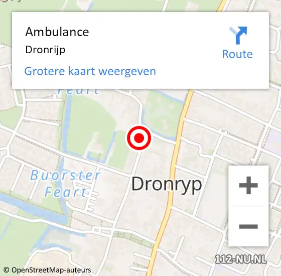 Locatie op kaart van de 112 melding: Ambulance Dronrijp op 3 oktober 2021 10:16