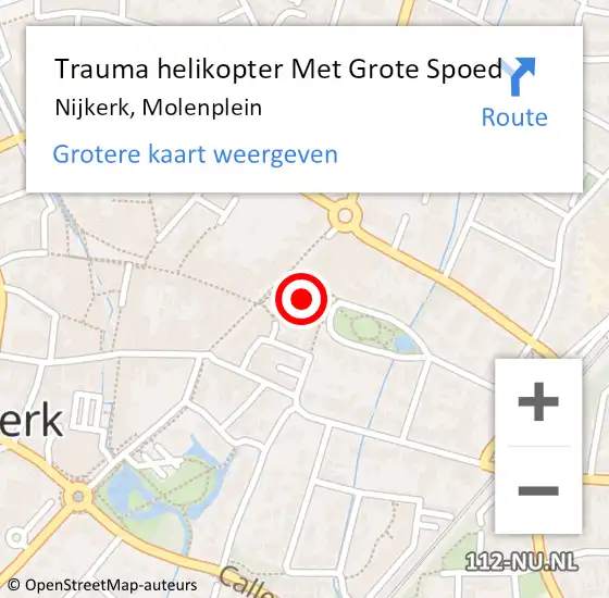 Locatie op kaart van de 112 melding: Trauma helikopter Met Grote Spoed Naar Nijkerk, Molenplein op 3 oktober 2021 10:19