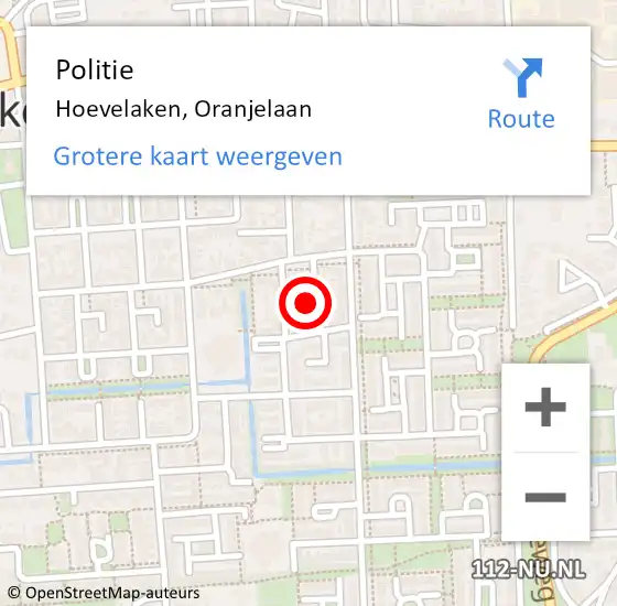 Locatie op kaart van de 112 melding: Politie Hoevelaken, Oranjelaan op 3 oktober 2021 10:19