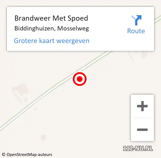 Locatie op kaart van de 112 melding: Brandweer Met Spoed Naar Biddinghuizen, Mosselweg op 3 oktober 2021 10:46
