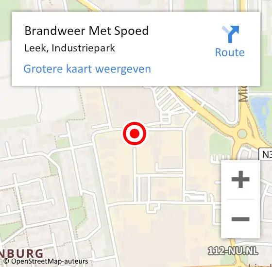 Locatie op kaart van de 112 melding: Brandweer Met Spoed Naar Leek, Industriepark op 3 oktober 2021 10:48