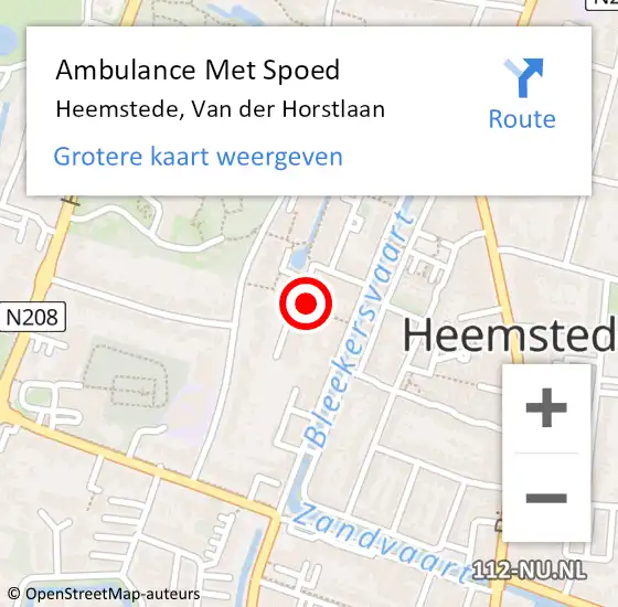 Locatie op kaart van de 112 melding: Ambulance Met Spoed Naar Heemstede, Van der Horstlaan op 3 oktober 2021 11:08