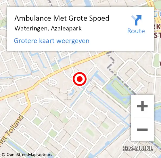 Locatie op kaart van de 112 melding: Ambulance Met Grote Spoed Naar Wateringen, Azaleapark op 3 oktober 2021 11:30