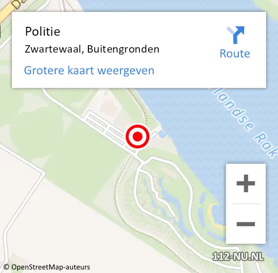 Locatie op kaart van de 112 melding: Politie Zwartewaal, Buitengronden op 3 oktober 2021 12:02