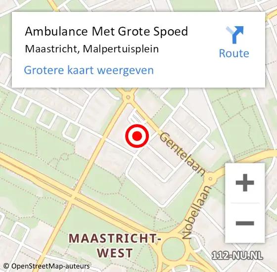 Locatie op kaart van de 112 melding: Ambulance Met Grote Spoed Naar Maastricht, Malpertuisplein op 3 oktober 2021 12:05