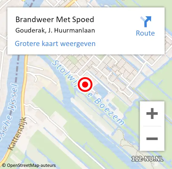 Locatie op kaart van de 112 melding: Brandweer Met Spoed Naar Gouderak, J. Huurmanlaan op 3 oktober 2021 12:13