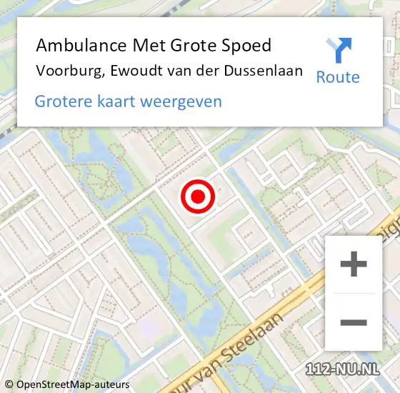 Locatie op kaart van de 112 melding: Ambulance Met Grote Spoed Naar Voorburg, Ewoudt van der Dussenlaan op 3 oktober 2021 12:23