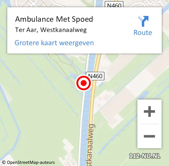 Locatie op kaart van de 112 melding: Ambulance Met Spoed Naar Ter Aar, Westkanaalweg op 24 juni 2014 20:36