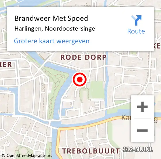 Locatie op kaart van de 112 melding: Brandweer Met Spoed Naar Harlingen, Noordoostersingel op 3 oktober 2021 13:13